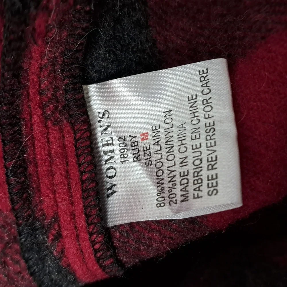 Vintage Woolrich Vest Women's Medium Red Black‎ Wool Buffalo Plaid Zip Up Cabin